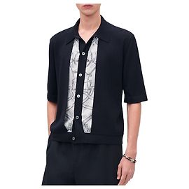 Hermès Chemise en maille à manches courtes et double devant Multicolore