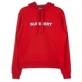 Burberry Sudadera con capucha de algodón con estampado de logotipo para mujer Roja