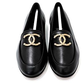 Chanel Lambskin Logo Loafer Black