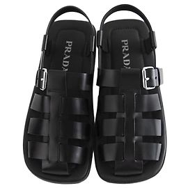 Prada Brushed Leather Sandals Black