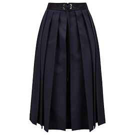 Moncler Wool Blend Pleated Midi Skirt Black