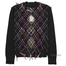 Maison Martin Margiela Argyle Strickpullover mit Cut-outs Schwarz Schwarz