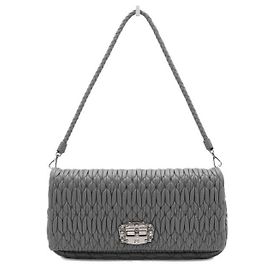 Miu Miu Clutch e mala de ombro em Nappa matelassé cinza Marrom