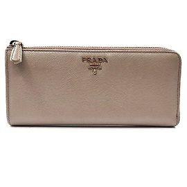 Prada Saffiano Leather Zip Wallet Pink Pink
