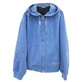 Dior Giacca con cappuccio in denim Couture con logo ricamato Blu