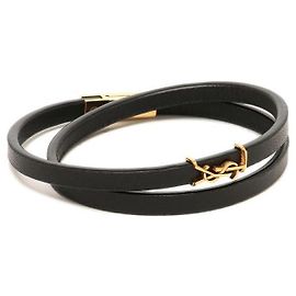 Saint Laurent Bracciale CASSANDRE a due linee Nero