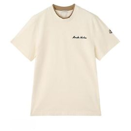 Moncler Baumwoll-T-Shirt mit besticktem Logo Weiß