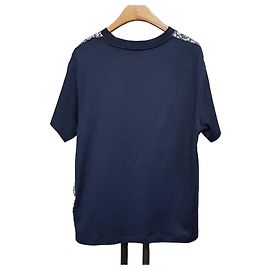 Moncler T-Shirt mit kurzen Ärmeln und Blumenmuster Blau
