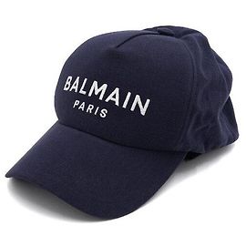 Balmain Unisex-Baseball-Kappe aus Baumwolle in Navy mit Logo Blau