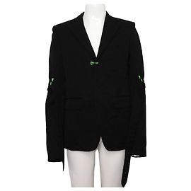 Louis Vuitton Wool Belted Point Blazer Men's Jacket Black
