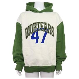 Dior Sudadera con capucha oversized de algodón blanco verde Verde