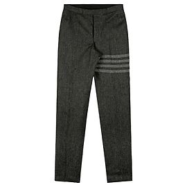 Thom Browne Pantaloni Diagonal Tweed Low Backstrap Gray Marrone