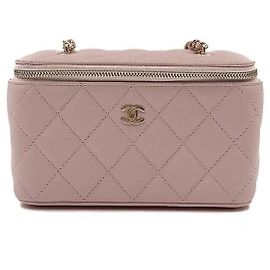 Chanel Bolsa Tiracolo Vanity em Caviar Rosa