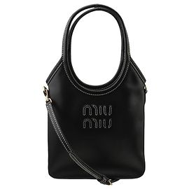 Miu Miu Mini mala tote Ivy em couro Preto Preto