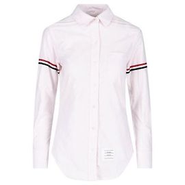 Thom Browne Camicia Oxford a righe classiche con colletto rotondo e polsini Rosa