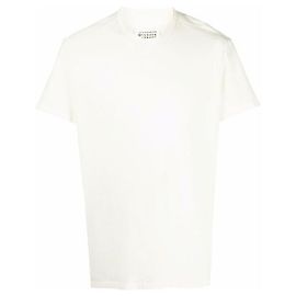 Maison Martin Margiela T-Shirt mit besticktem Logo Ivory Silber