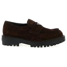 Prada Mocassins en cuir daim Noir