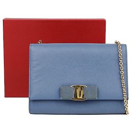 Salvatore Ferragamo Borsa a tracolla e spalla con catena Blu