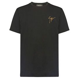Giuseppe Zanotti T-Shirt mit besticktem Logo Schwarz Schwarz