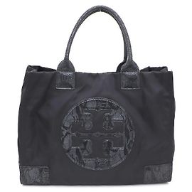 Tory Burch Ella Patent Large Shopper Tote Bag Black