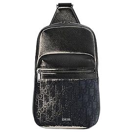 Dior Borsa a tracolla Rider Jacquard Oblique Nero Pelle di vitello grana nera Nero