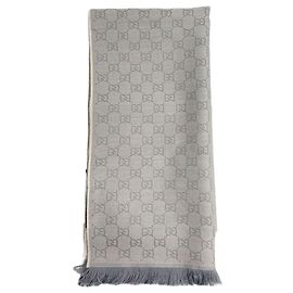 Gucci GG Jacquard-Wollschal Hellblau-Grau Blau