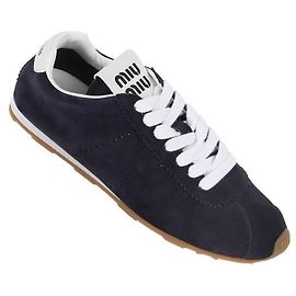 Miu Miu Baskets en daim Logo Noir