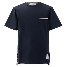 Thom Browne RWB Three-Stripe Tab Pocket Cotton Short Sleeve T-Shirt Black