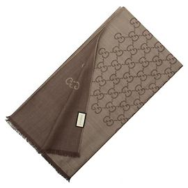 Gucci Cachecol GG em lã e seda stamp: Marrom