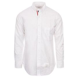 Thom Browne Camisa de algodão Oxford com acabamentos ocultos Branco