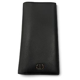 Christian Dior Dior Homme Leather Bi-Fold Long Wallet Black