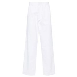 Prada Gerade Hose mit Triangle-Logo Silber
