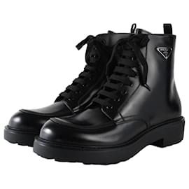 Prada Brushed Leather Boots Black