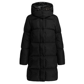 Moncler LITTE Logo Patch Long Down Jacket Black Black