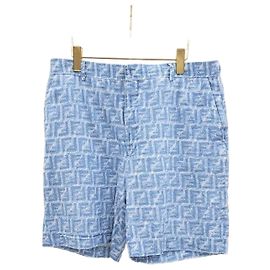 Fendi Bermudas de lino ff FF Azul