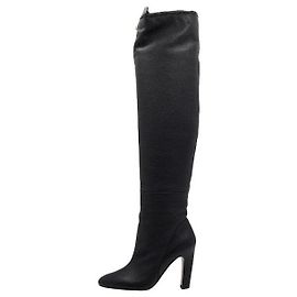 Stuart Weitzman Botas longas de couro preto para mulheres Preto