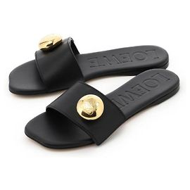 Loewe Pebble Slide aus weichem Kalbsleder Schwarz