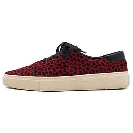 Saint Laurent Red Harako Leopard Suede Low-Cut Men's Sneakers Red