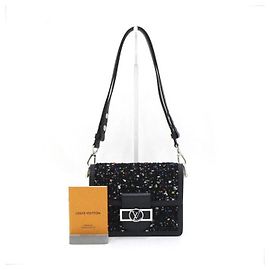 Louis Vuitton Borsa a tracolla e crossbody Mini Dauphine in tweed Nero