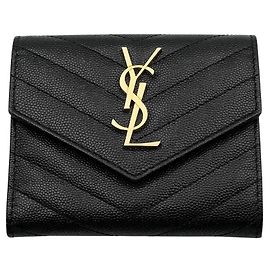 Saint Laurent Carteira Compacta Monogram Preto