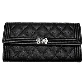 Chanel Caviar Boy Long Wallet Black