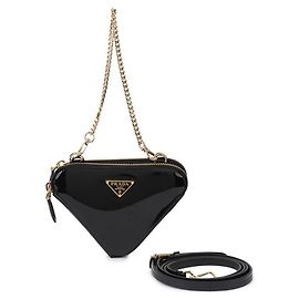 Prada Mini bolsa Triangle em couro patente Preto