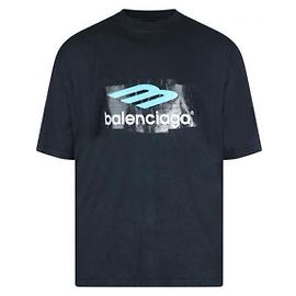 Balenciaga T-Shirt mit Tape-Logo Schwarz