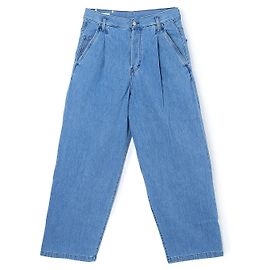 Dries Van Noten PENNING Plissierte Jeans aus hellblauem Denim Blau