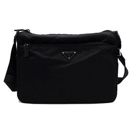 Prada Bolsa de ombro e bolsa transversal Tesuto em nylon com logótipo triangular Preto