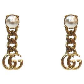 Gucci Orecchini doppi in oro e perle D'oro