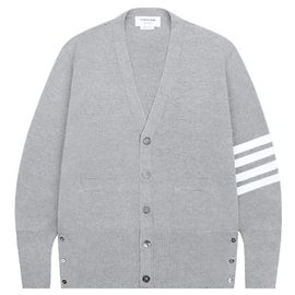 Thom Browne Gestreifter Wollcardigan Silber
