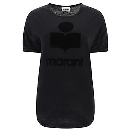 Isabel Marant KOLDI Logo Leinen-T-Shirt Black stamp: Schwarz