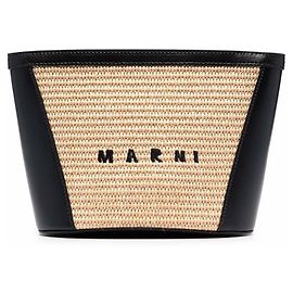 Marni Raffia-Pouch-Tasche mit besticktem Logo Orange