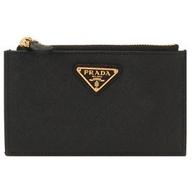 Prada Saffiano Leather Card Holder stamp: QHH Black